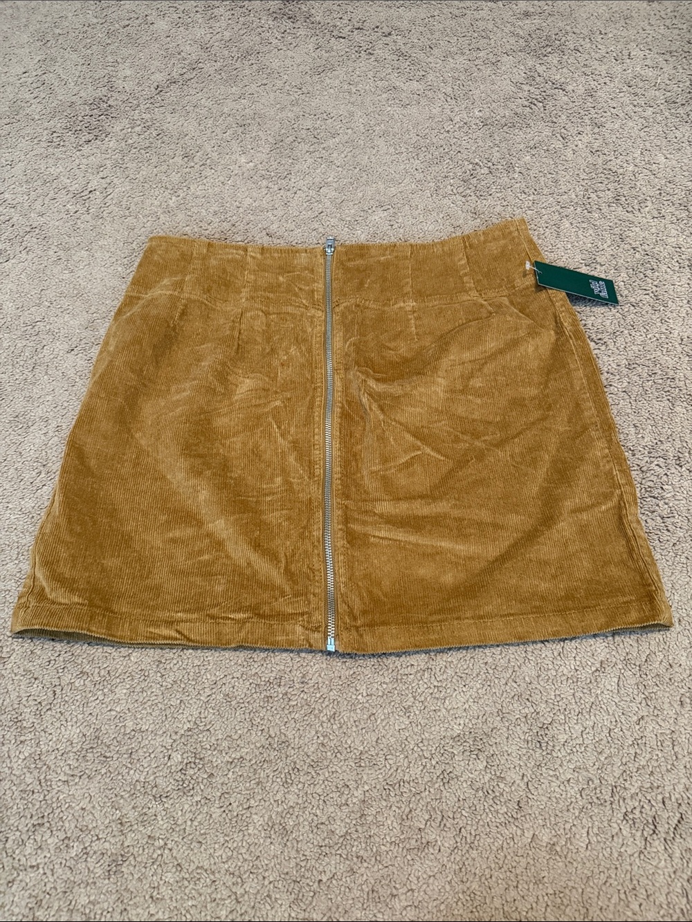 wild fable Mustard Corduroy Front-Zip Mini Skirt